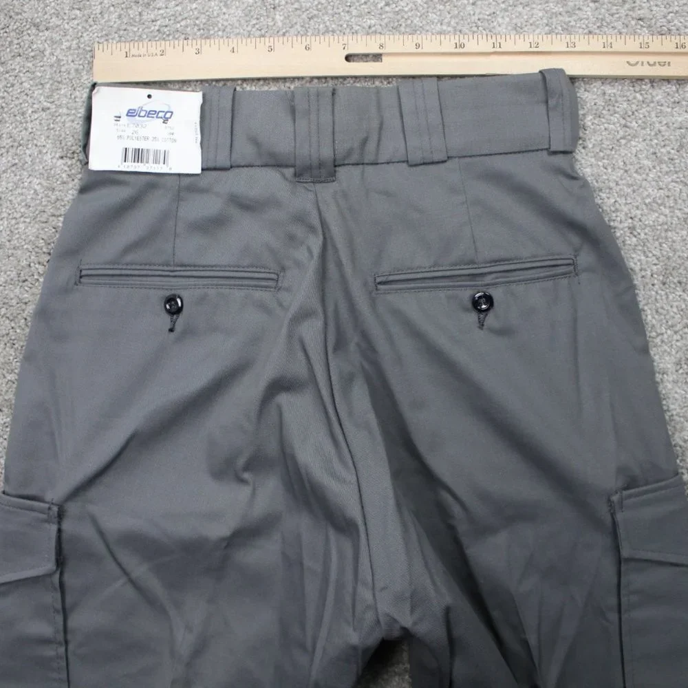 Elbeco Pants NWT Men 26 Gray Cargo Pocket Cotton/Polyester Straight Leg Unhemmed